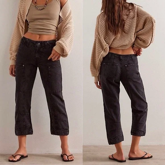 🌻🆕FREE PEOPLE We The Free Supersonic Slim Pants-BLACK COLOR-SIZE 2 & 4 - Picture 1 of 15